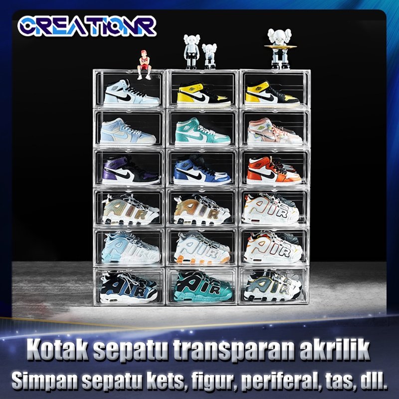 Jual Kotak Sepatu Premium Ukuran Besar Kotak Rak Sepatu Full Akrilik