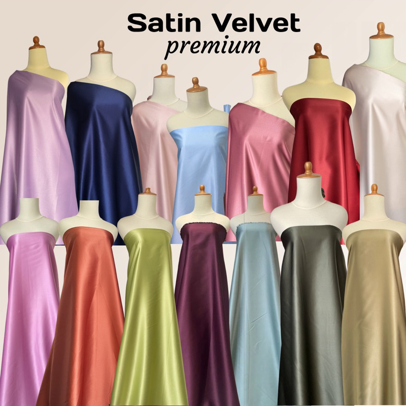 Jual Kain Silk Satin Saten Meteran Furing Kebaya Velvet Premium Bahan