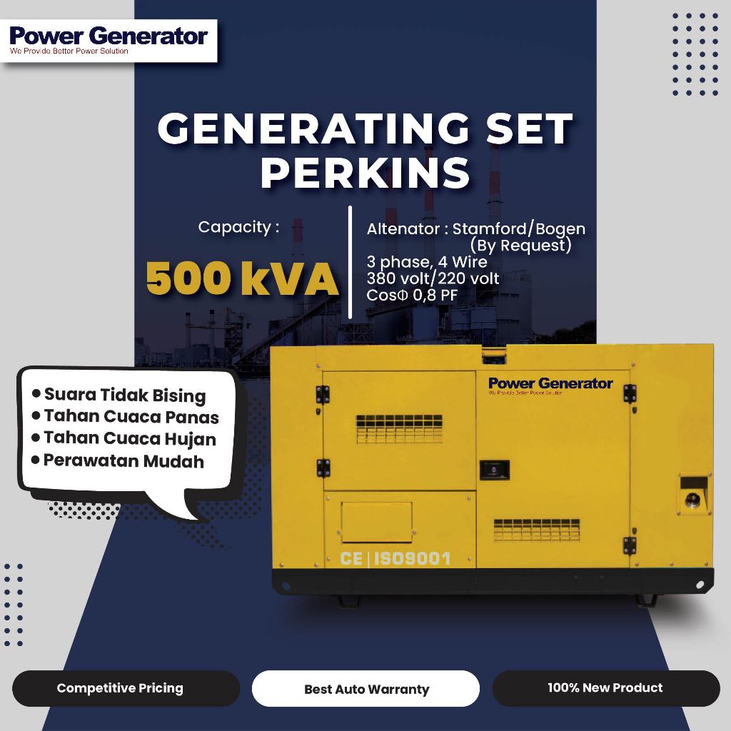 Jual Genset 500 KVA Perkins Open Silent Genset Power Indo Power