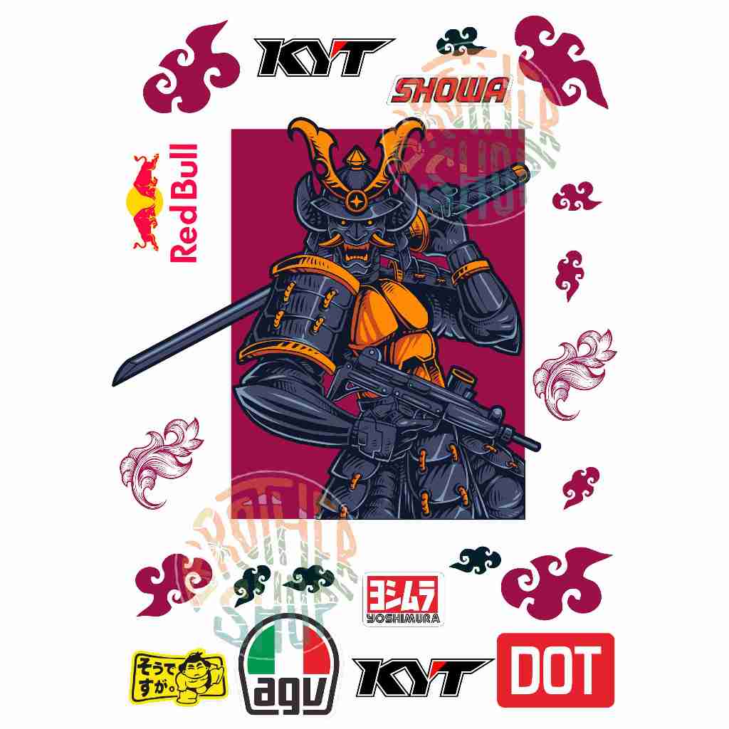 Jual Cetak Water Slide Decal Luffy Gear5 Geisha Barong Samurai Japanese