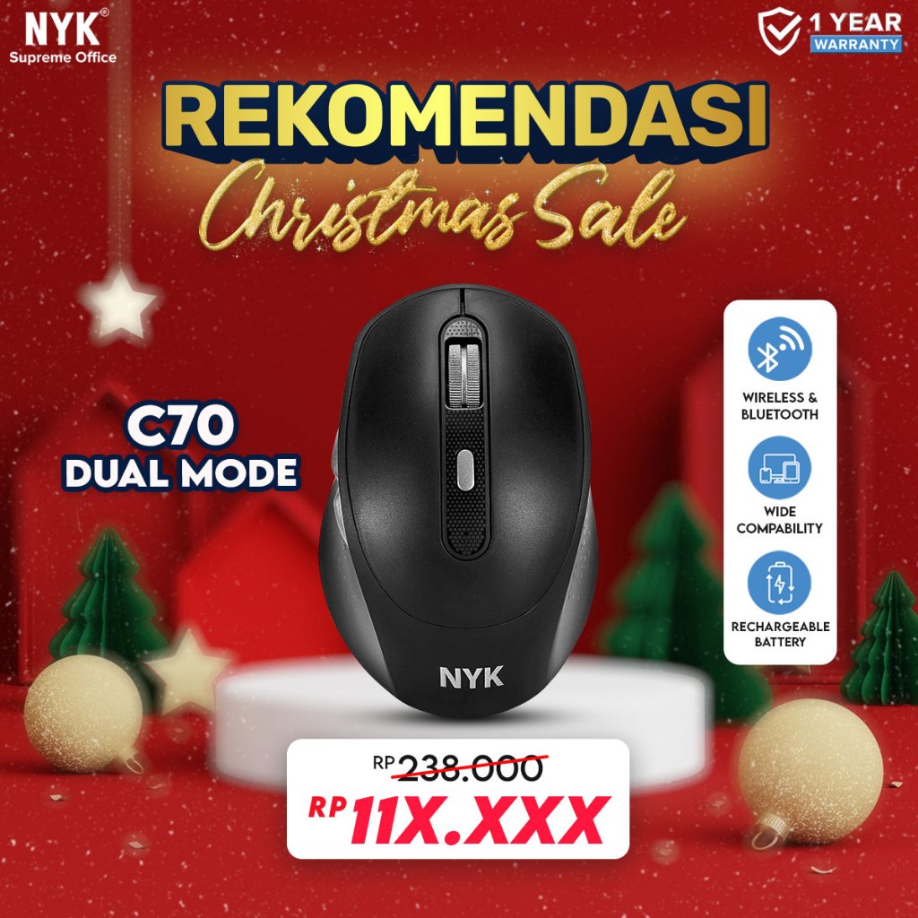 Jual Mouse Nyk C Silent Click Dual Mode Bluetooth Wireless