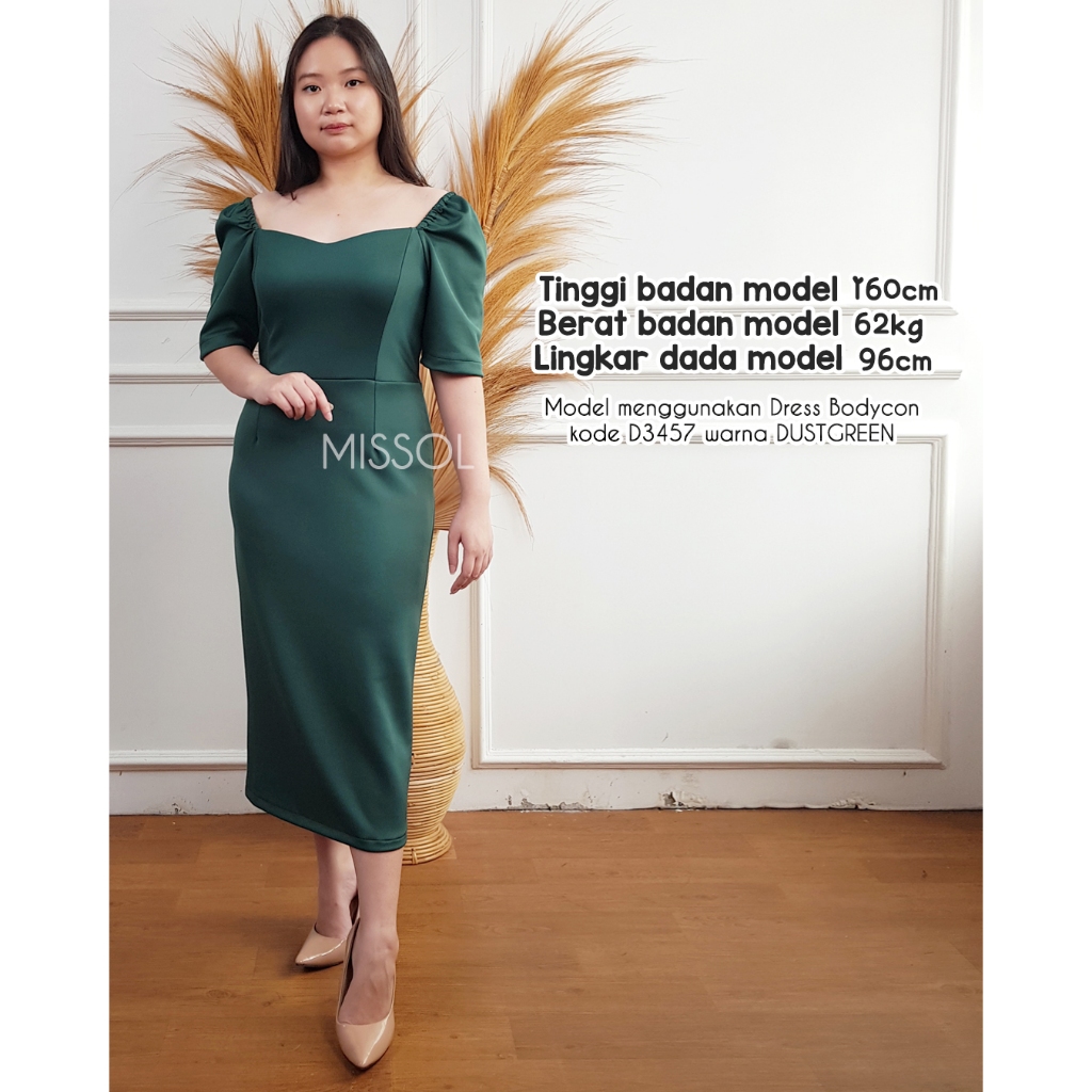 Jual Missol Dress Lengan Balon Scuba Dress Sabrina Lengan Pendek Polos