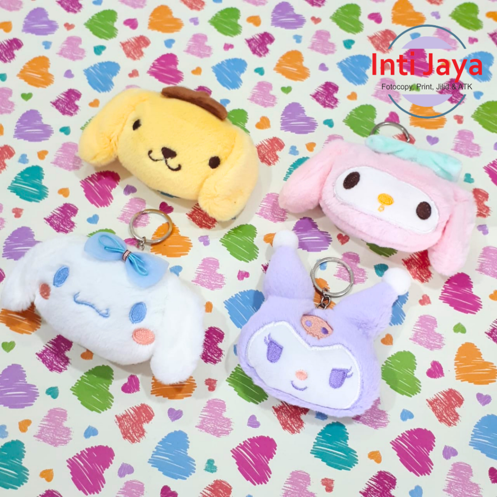 Jual Gantungan Kunci Boneka Bulu Kepala Karakter Sanrio Melody Kuromi