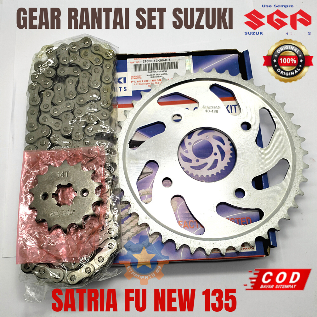 Jual GEAR RANTAI SET MOTOR SUZUKI SATRIA FU NEW 135 KUALITAS ORISINIL