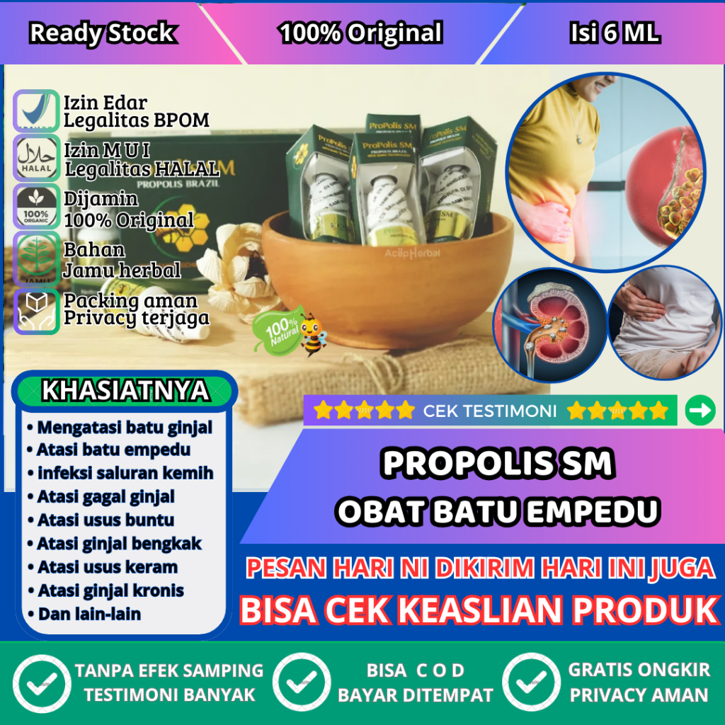 Jual Propolis SM Obat Batu Empedu Batu Ginjal Bengkak Infeksi Saluran