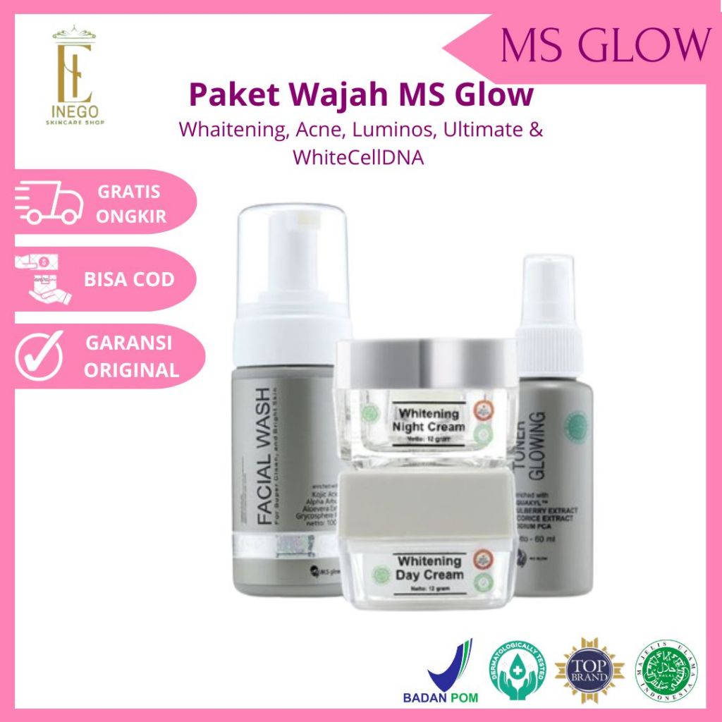 Jual 01 Ms Glow Paket Wajah All Varian Original Whitening Acne