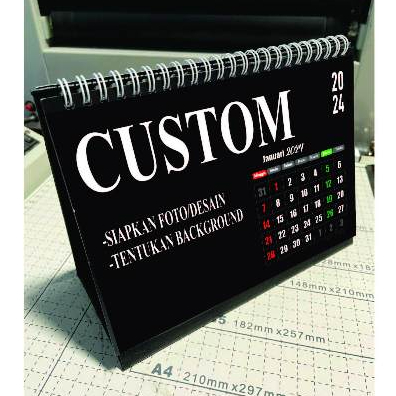 Jual CUSTOM Kalender Meja Duduk Desk Calendar A5 13 Lembar Cover