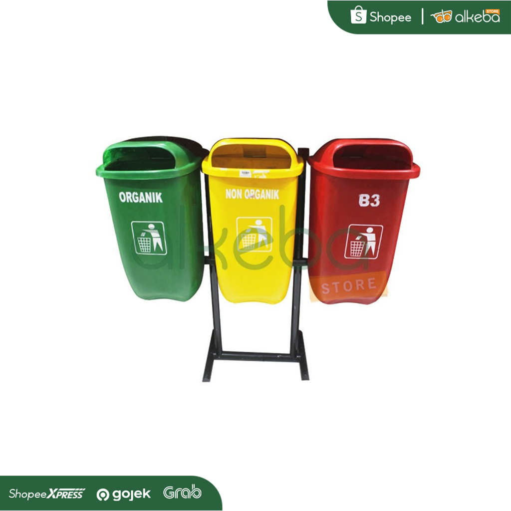 Jual Tempat Sampah Organik Dan Non Organik Triple Pilah Oval 3 In 1