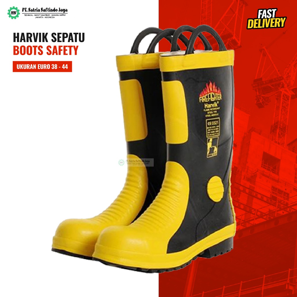 Jual Harvik Sepatu Boots Pemadam Kebakaran Safety Shoes Pria Original