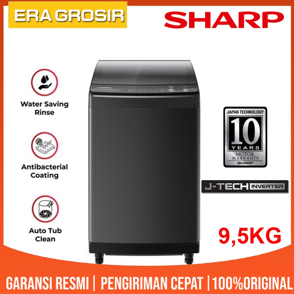 Jual Mesin Cuci Sharp Top Loading Inverter Esm Xt Kg Black