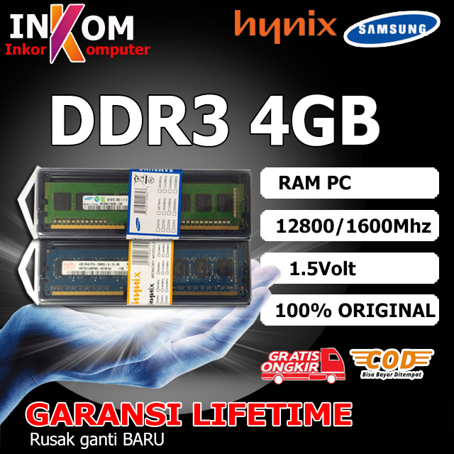 Jual RAM MEMORY PC KOMPUTER DDR3 4GB PC 10600 12800 Shopee Indonesia