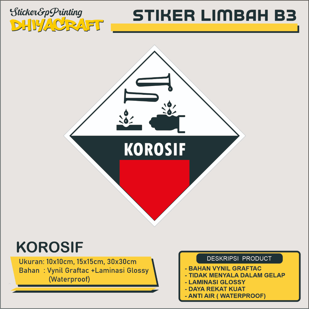 Jual Sticker Label Tanda Simbol Limbah B3 Ukuran 10x10 Cm Stiker Bahan