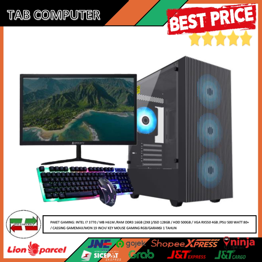 Jual PC Gaming Intel I7 3770 Ram 16GB VGA 4GB DDR5 Monitor 19