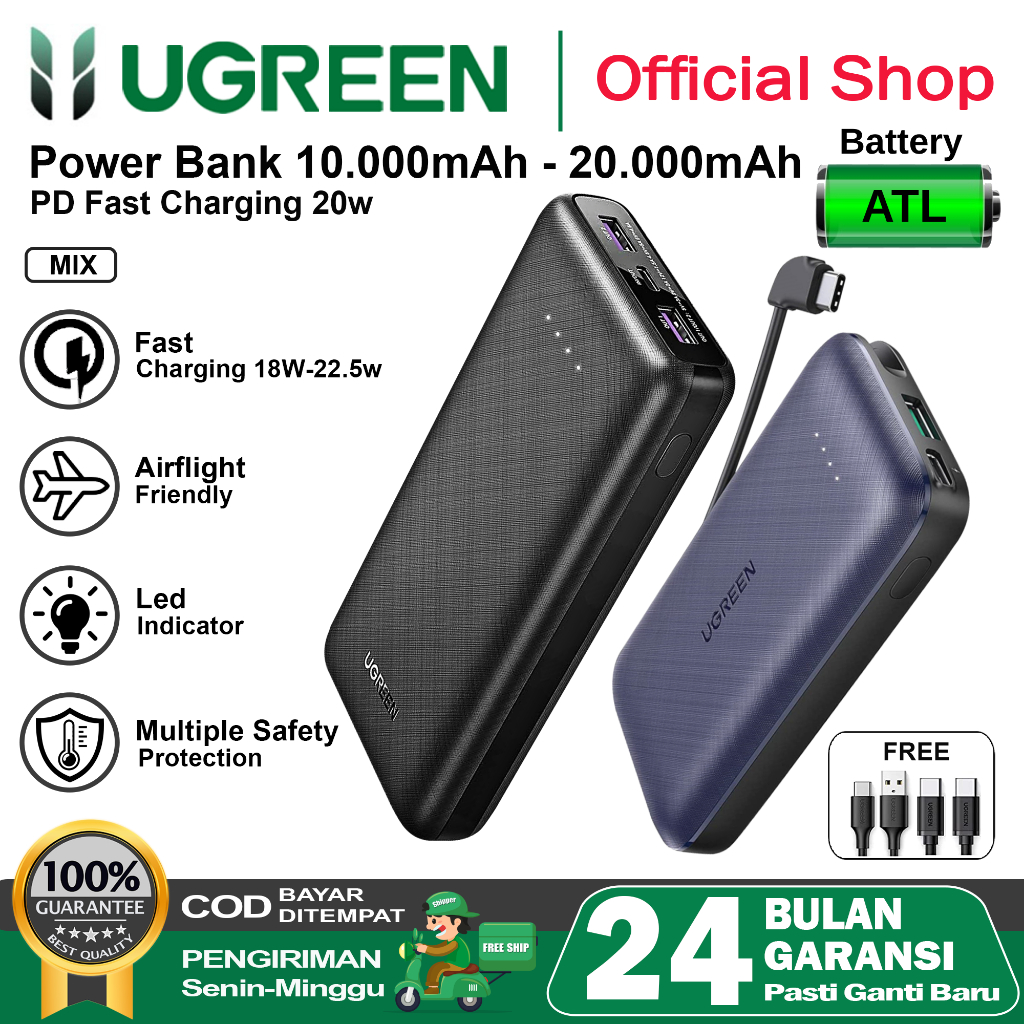 Jual UGREEN Powerbank ATL Batterai Mfi IPhone Samsung 10000Mah 20000Mah