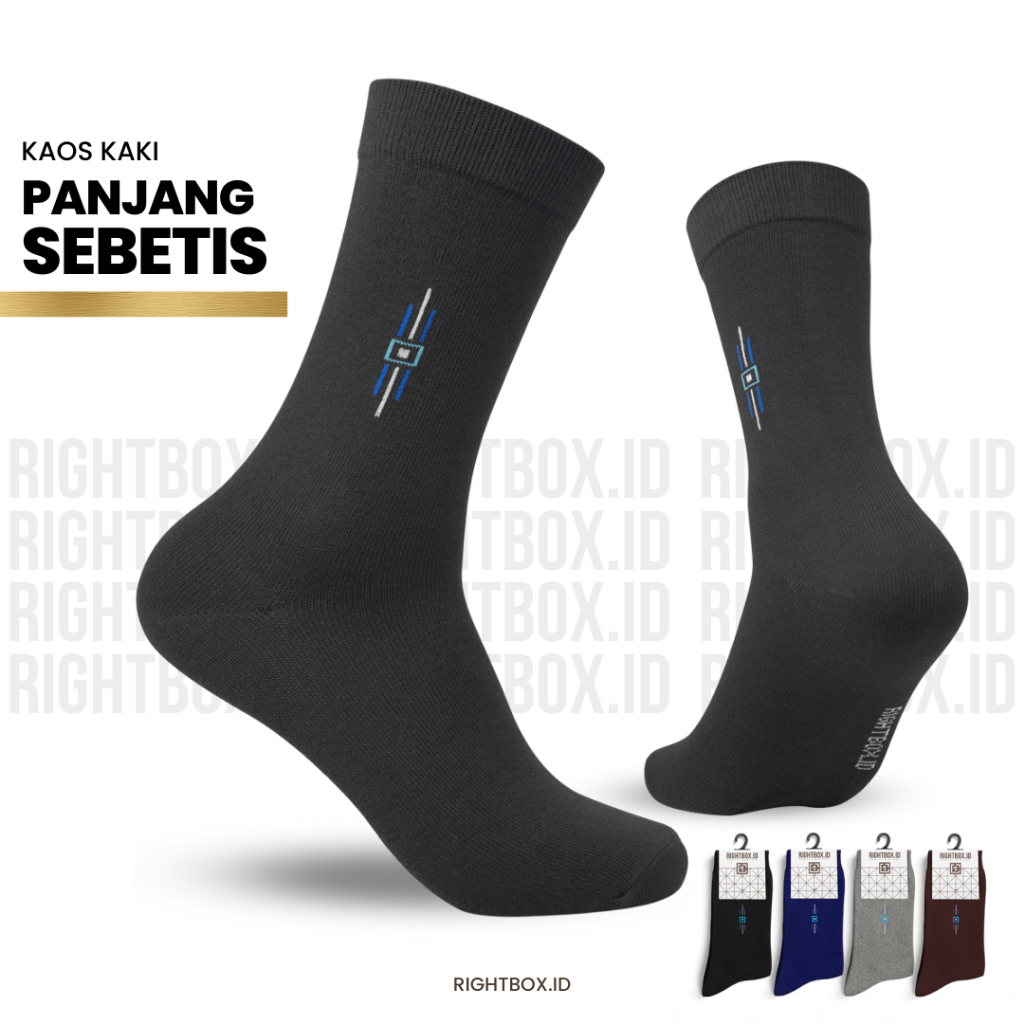 Jual Rightbox Kaos Kaki Pria Motif Kantor Panjang Sebetis Warna