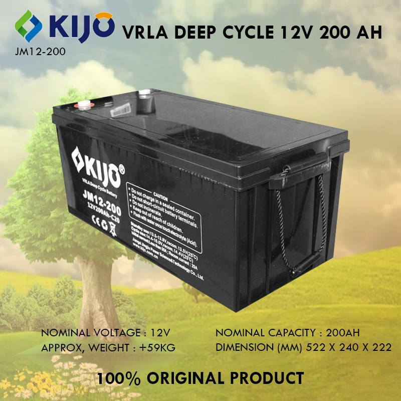 Jual KIJO AKI KERING VRLA DEEP CYCLE 12V 200AH BATTERY BATERAI 12 V 200