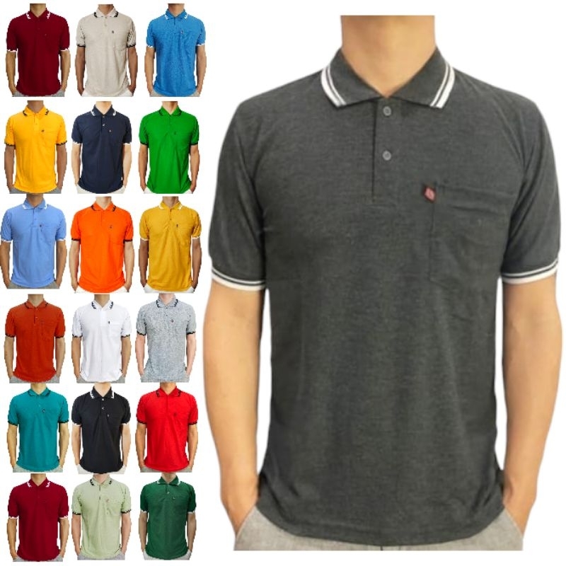 Jual Kaos Polo Shirt Saku Pria Kerah Polos Wangki Polos Saku Lengan