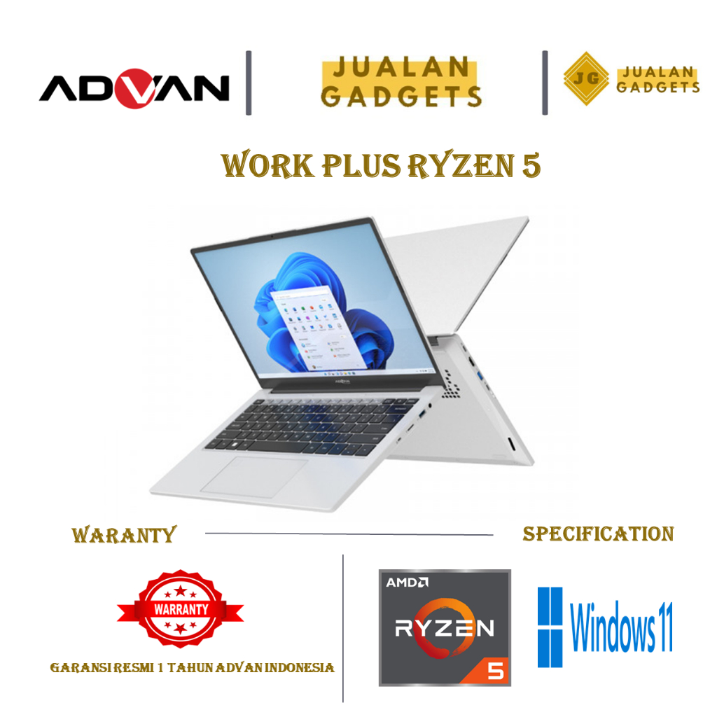 Jual Laptop Advan WorkPlus Ryzen 5 6600H RAM 16GB 512GB 14 Inch