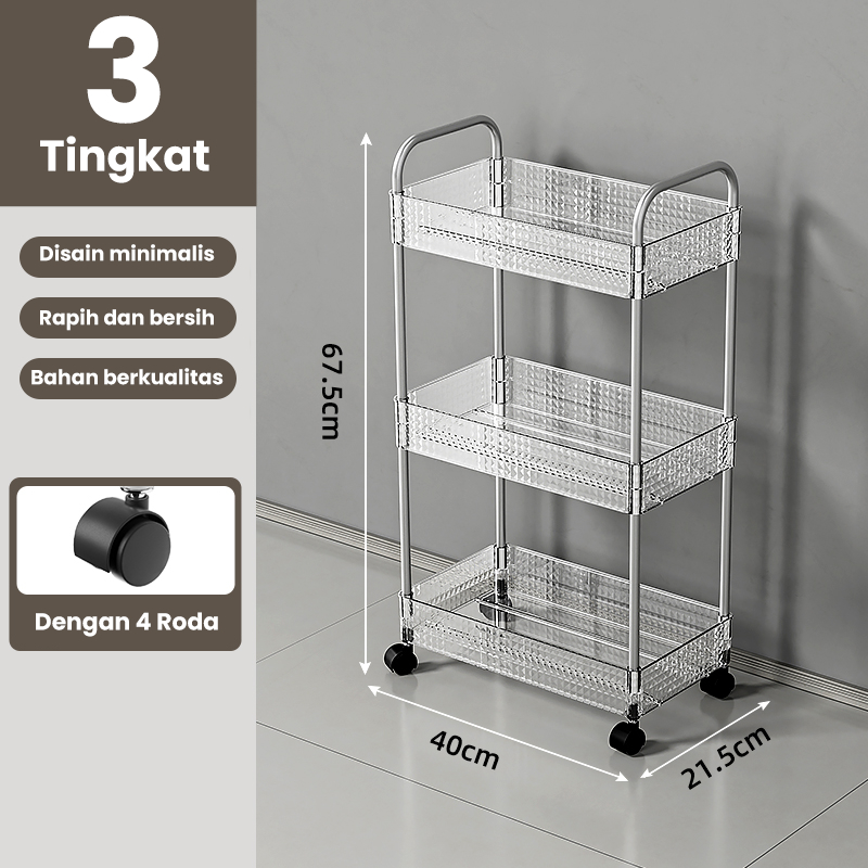 Jual Muzy Rak Troli Susun Dapur Transparan Rak Dapur Square Rak Troli