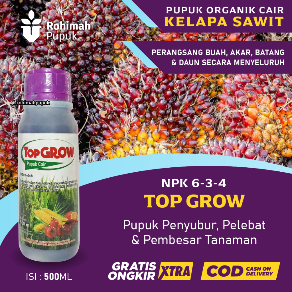 Jual Npk Cair Pelebat Penyubur Kelapa Sawit Top Grow Ml Booster