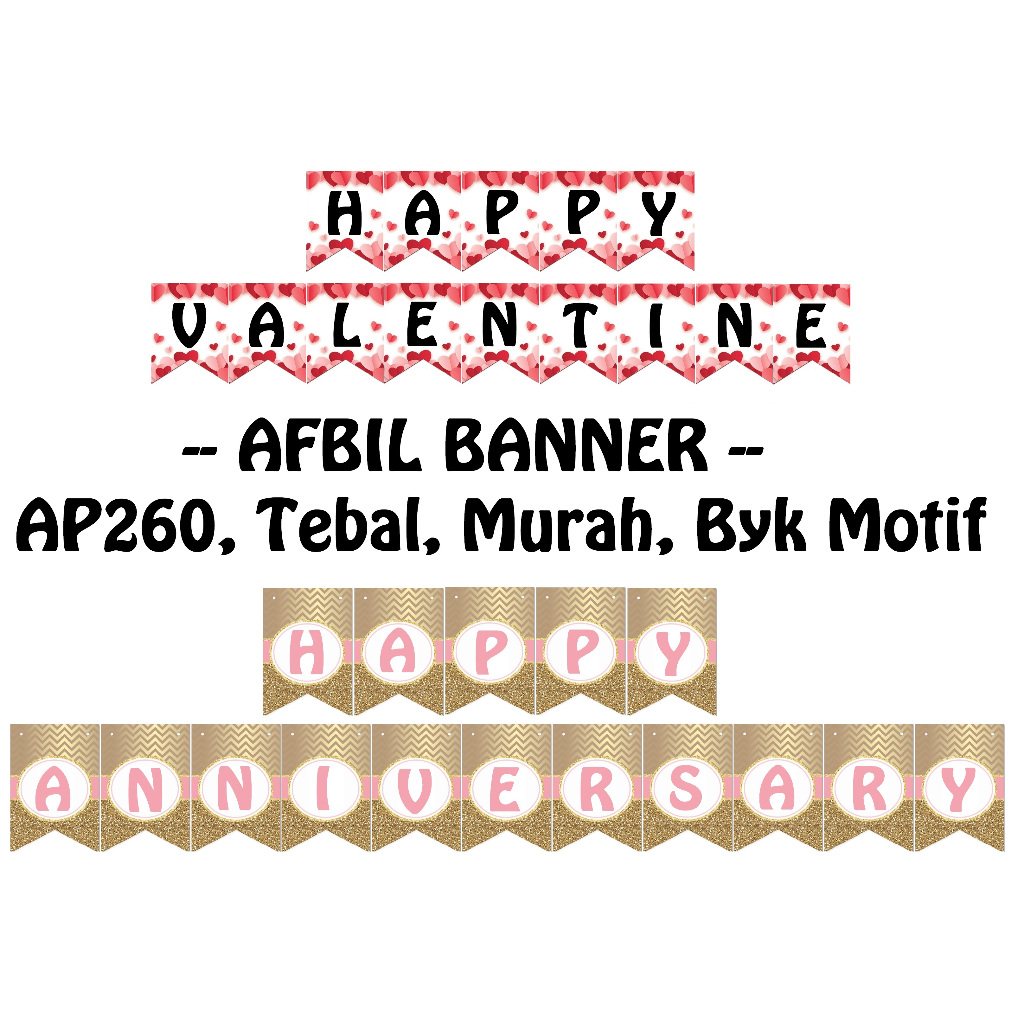 Jual Banner Tulisan Happy Valentine Happy Anniversary Pernikahan Happy