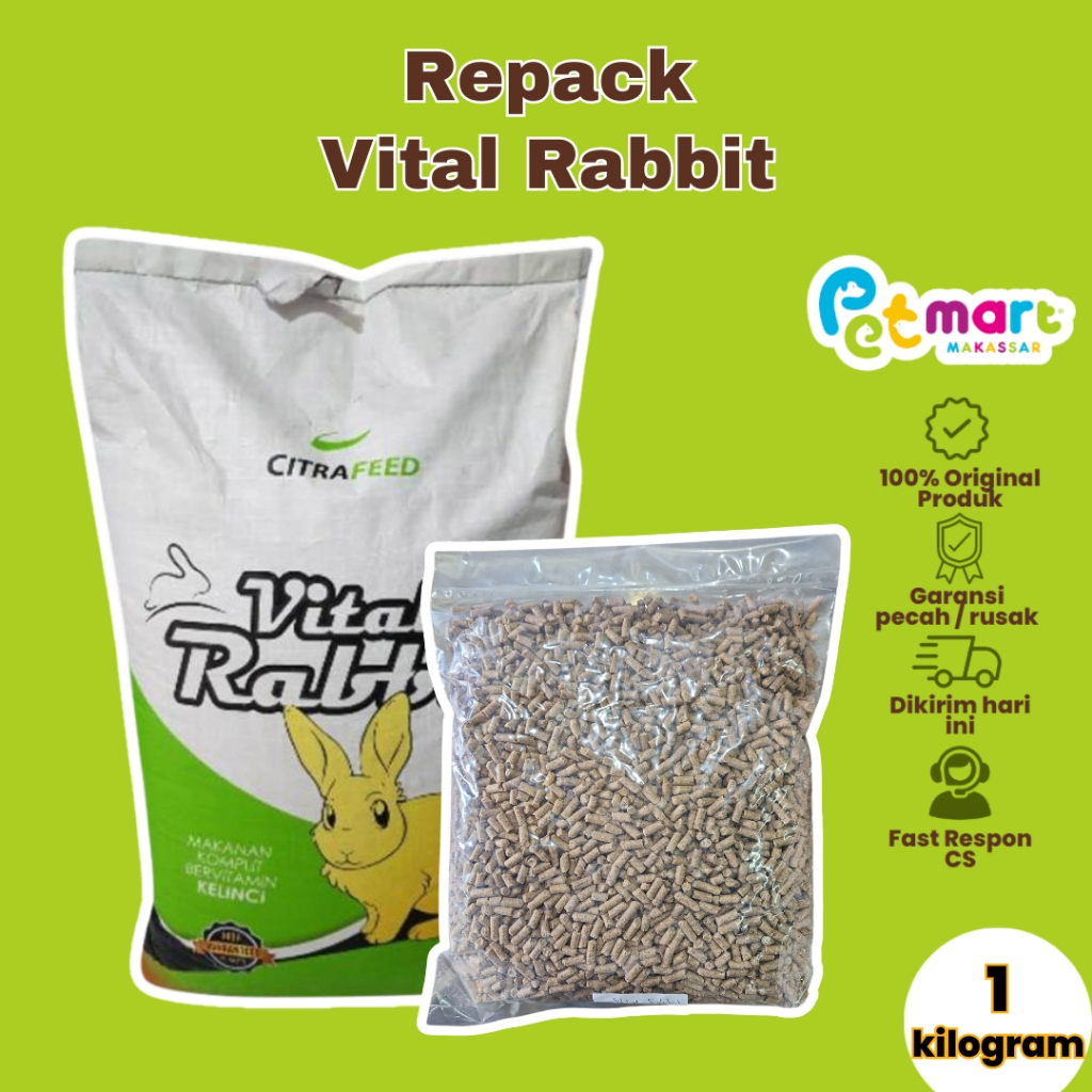 Jual Makanan Kelinci Pelet Repack Vital Rabbit Food 1 Kg Shopee Indonesia