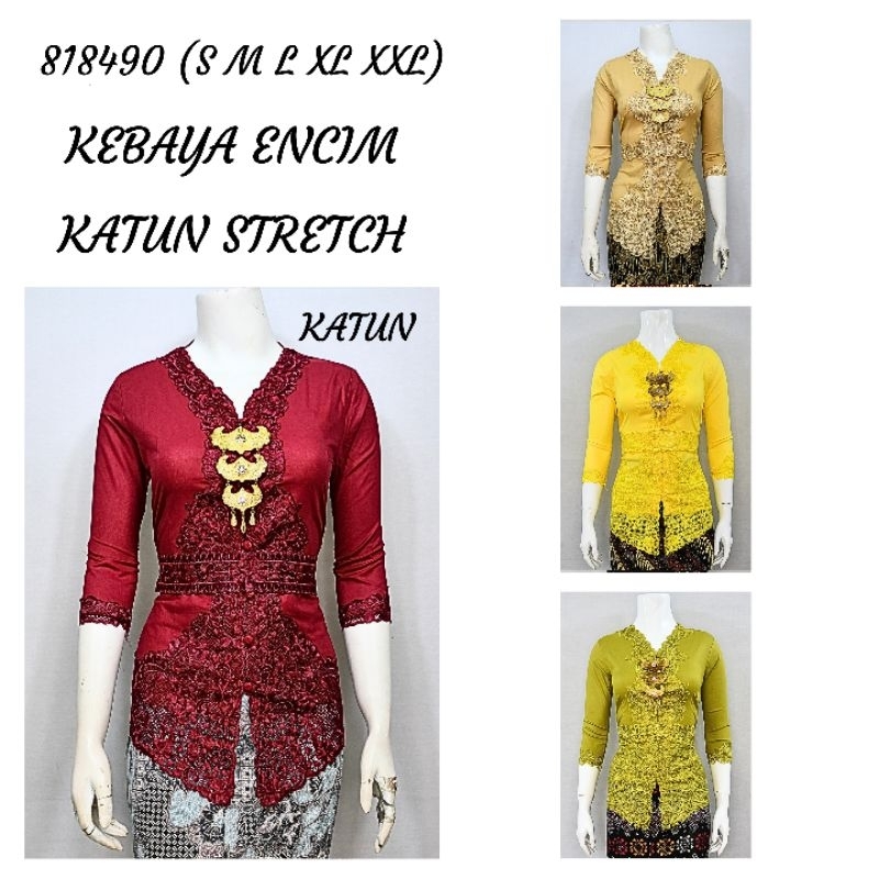 Jual Indah KEBAYA ENCIM LENGAN 7 8 BORDIR SENADA KATUN STRETCH KEBAYA