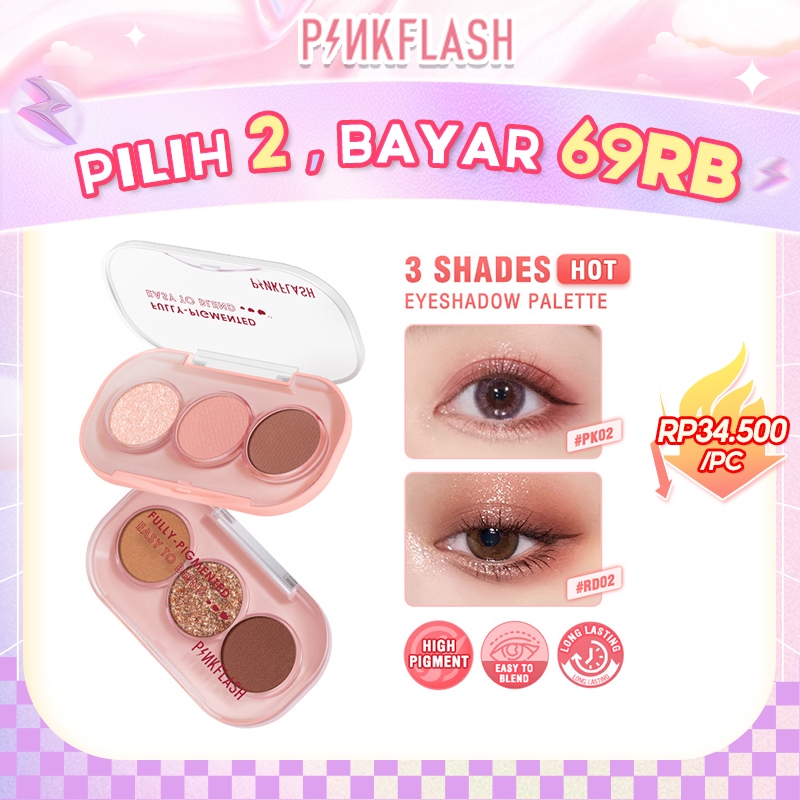 Jual Pinkflash Shade Giltter Eyeshadow Palette High Pigment Easy To