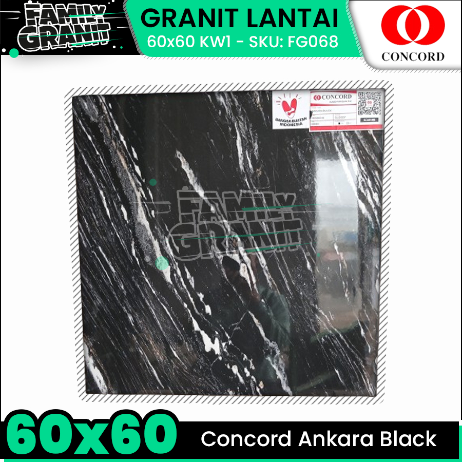 Jual Granit Lantai X Concord Ankara Black Motif Marmer Glossy Kw