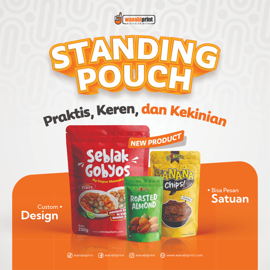 Jual Standing Pouch Custom Desain Kemasan Packaging Makanan Ringan