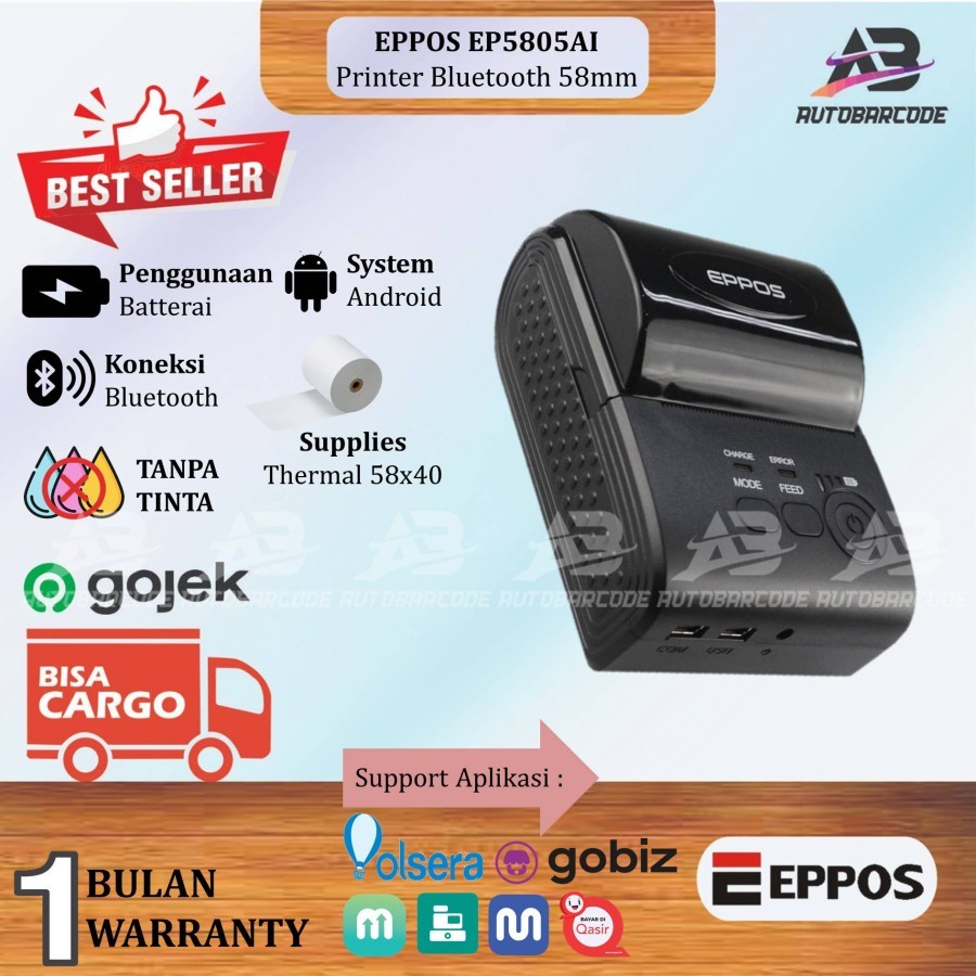 Jual Eppos 5805AI Printer Mobile Bluetooth Mini Portable Kertas Thermal