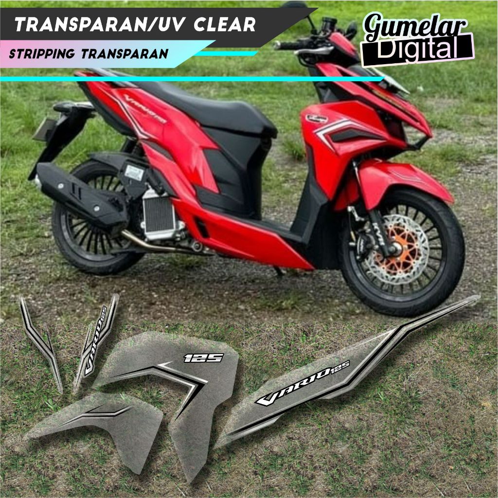 Jual STRIPPING TRANSPARAN UV CLEAR SIMPEL HONDA VARIO 125 NEW 2023 CBS