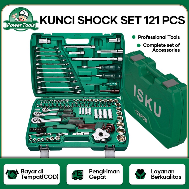 Jual ISKU Kunci Shock Set Lengkap Kombinasi 121pcs 72 Gigi Kunci Pas