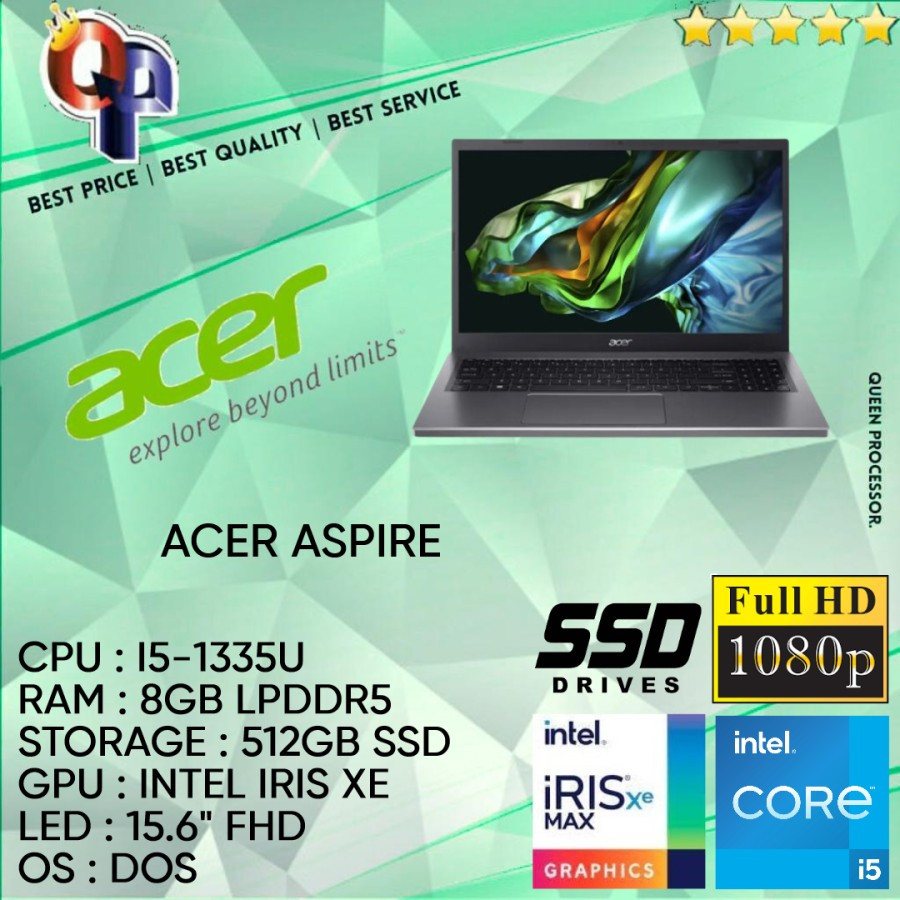 Jual LAPTOP ACER ASPIRE 5 A515 58P I5 1335U 8GB 512GB SSD 15 6 FHD DOS