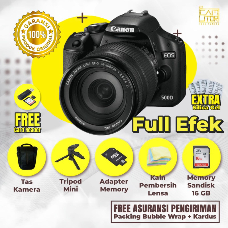 Jual Kamera Dslr Canon 500D Lensa Kit 18 55mm Memory Tas Garansi