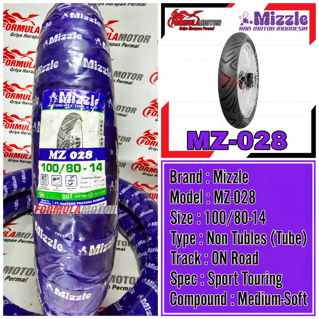 Jual Mizzle MZ028 MZ 028 Ring 14 Tubetype All Size Ban Motor Matic