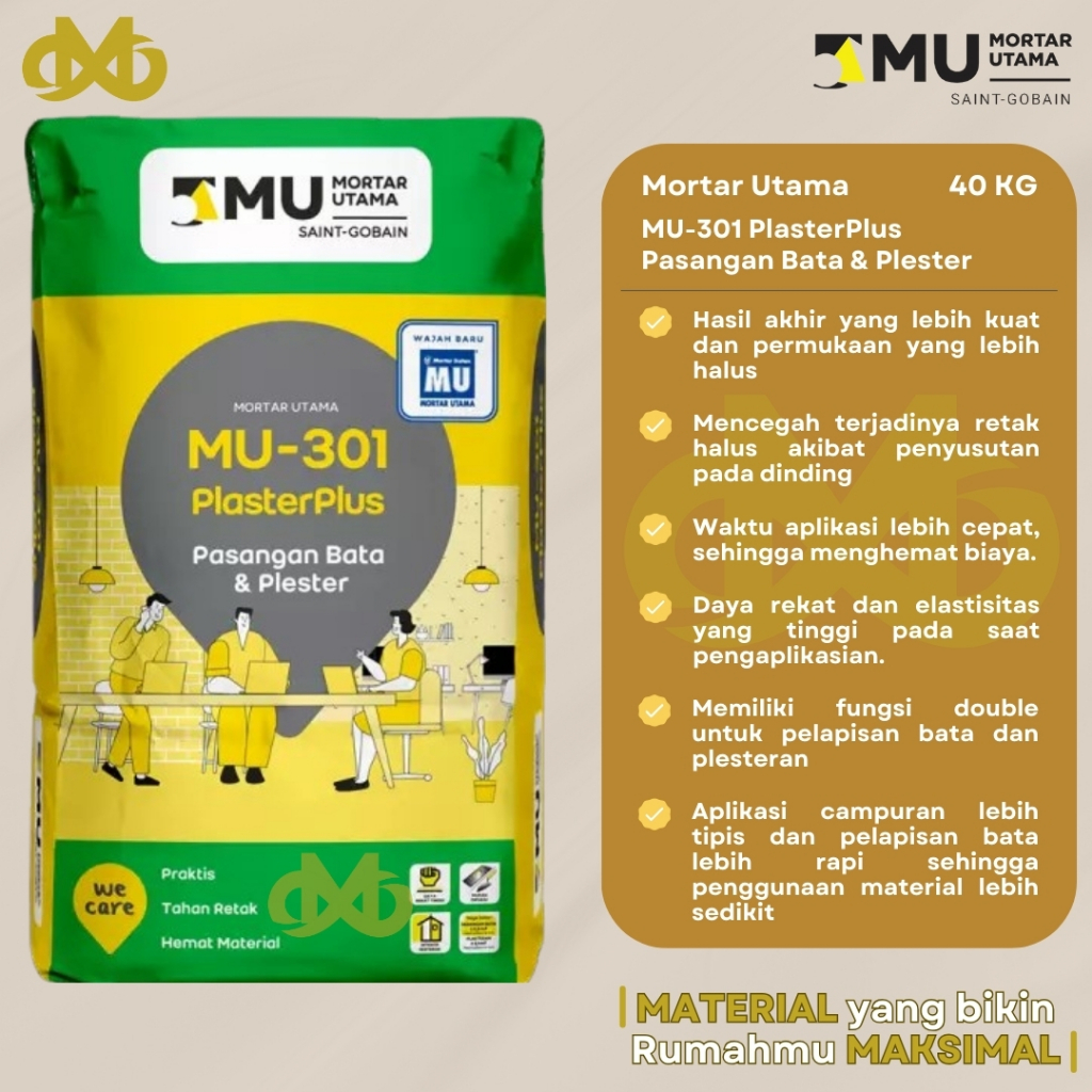 Jual Semen Mortar Utama Mu Plasterplus Pasangan Bata Plester