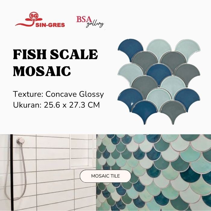 Jual Mosaic Tile Fish Scale Singres Keramik Dinding Mosaik Motif