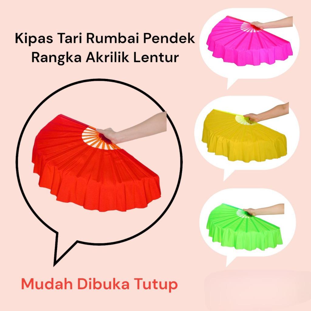 Jual Kipas Tari Rumbai Pendek Sutra Tangan Dewasa Besar Jumbo Bambu Fan