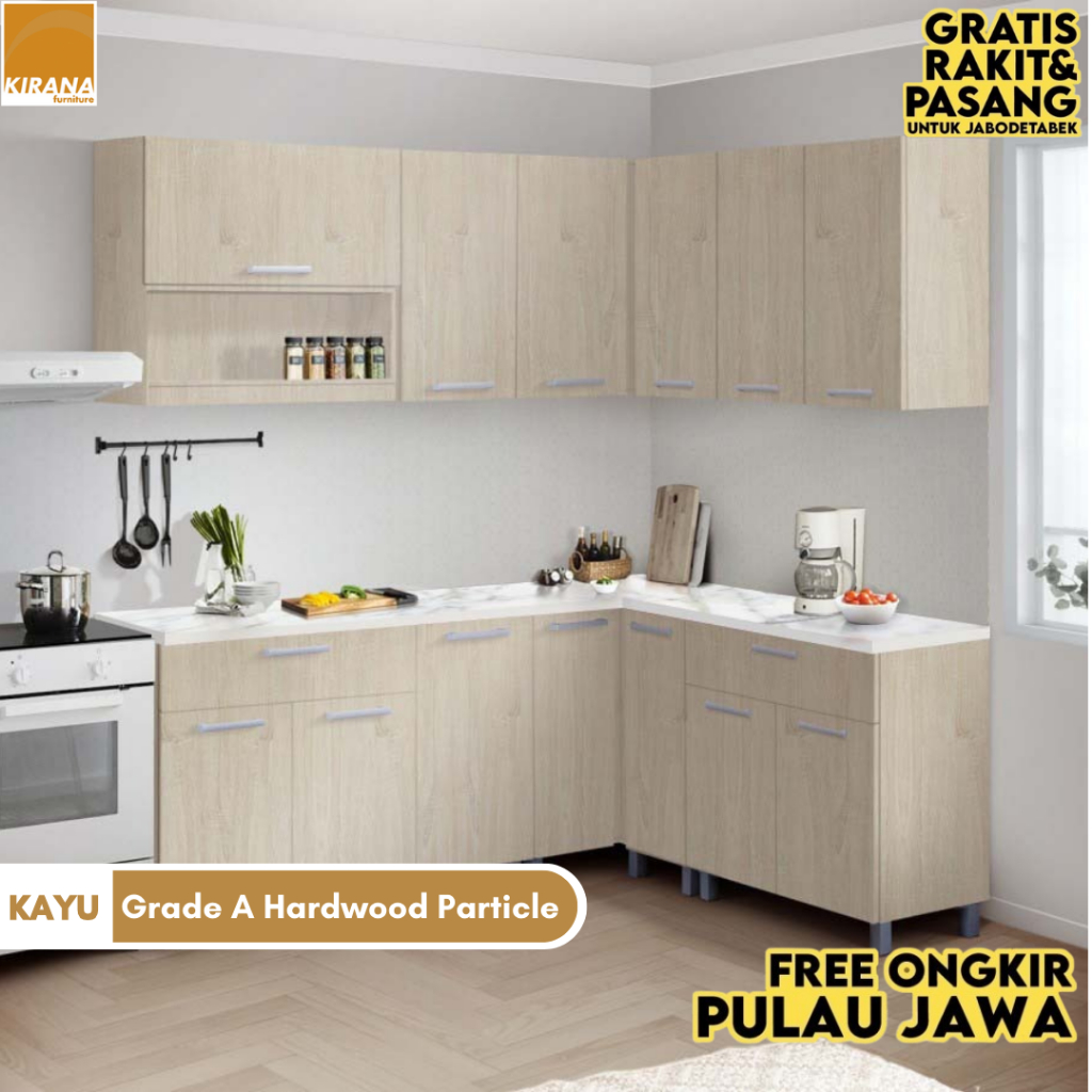 Jual Kirana Kitchen Set Kayu Denver Lemari Kabinet Dapur Rak Dapur