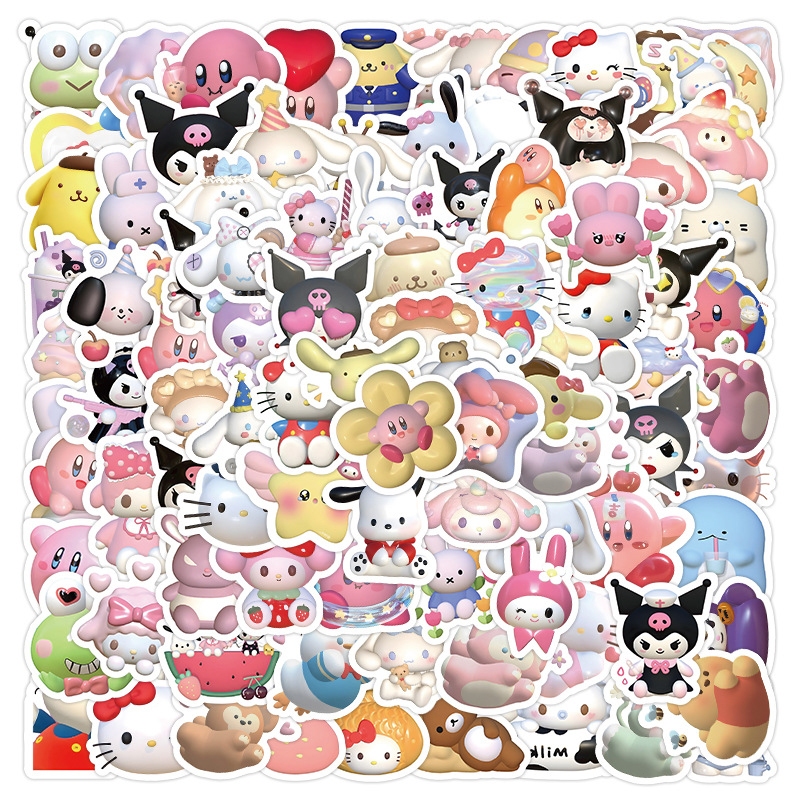 Jual COD 102Pcs Stiker Lucu Sanrio Stiker Kartun 3D Gelas Air Stiker