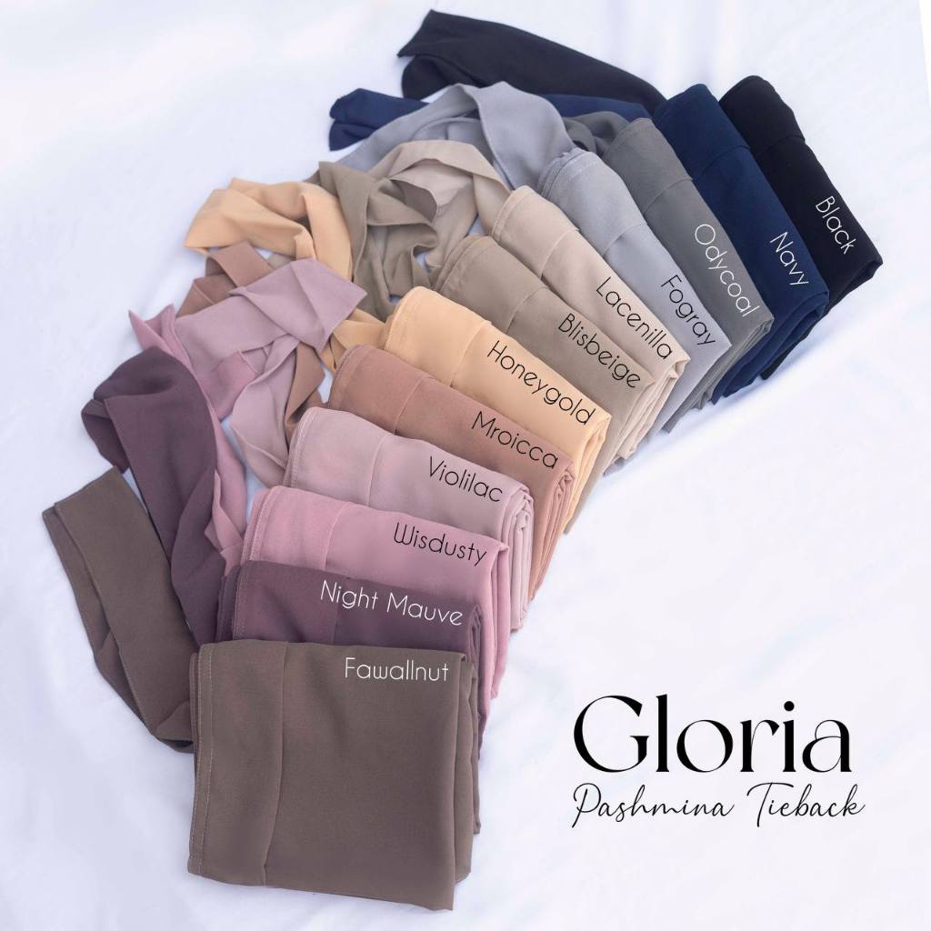 Jual Daily Hijab Gloria Pashmina Tieback Ceruty Babydoll Jahit Tepi