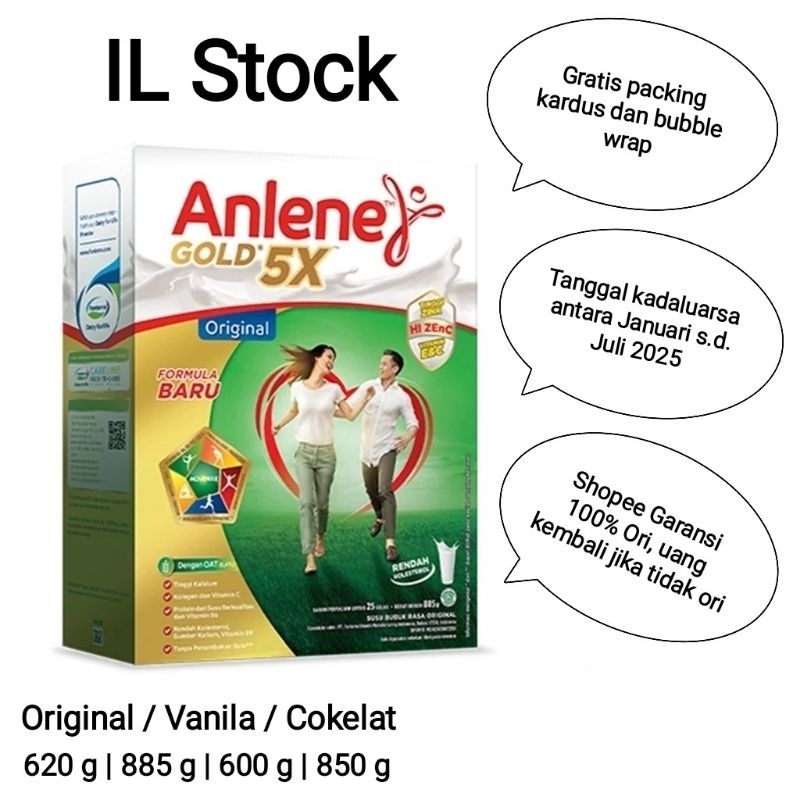 Jual Anlene Gold 5X Original Vanila Cokelat 620 G 885 G 600 G