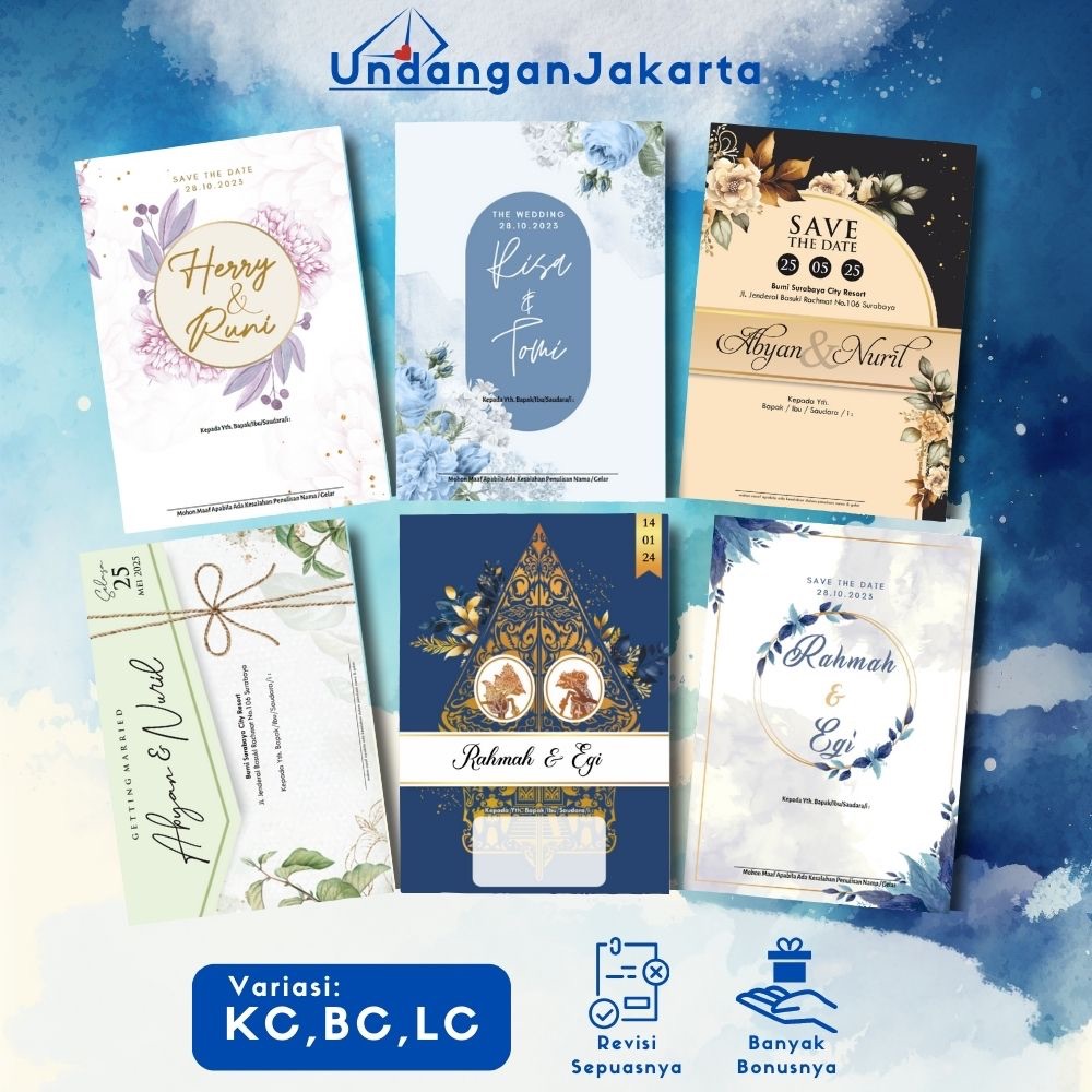 Jual UNDANGAN JAKARTA BC KC Lipat Dua LC Lipat Tiga Undangan