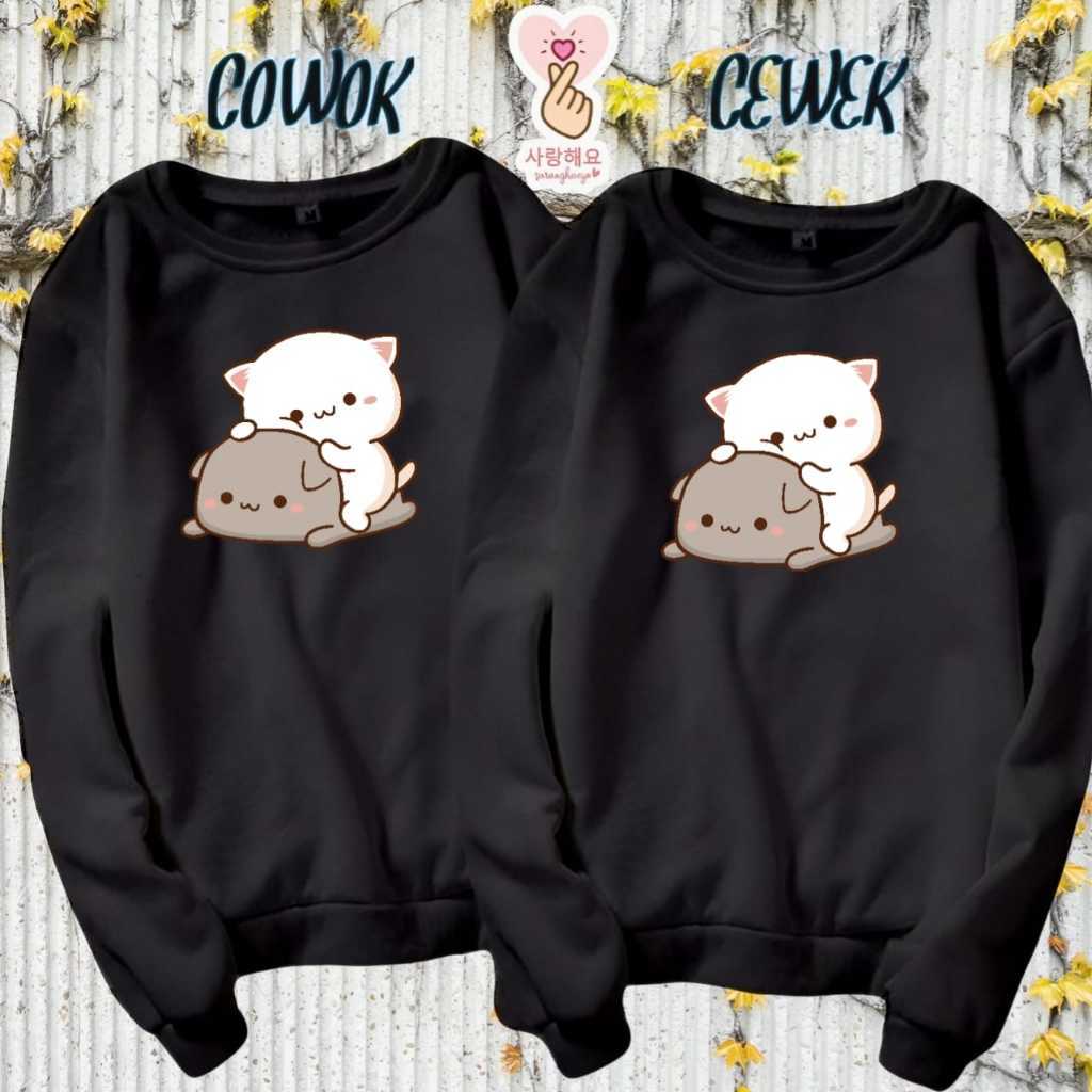 Jual Baju Couple Pasangan Pacar Cat Lucu Lengan Panjang Sweater