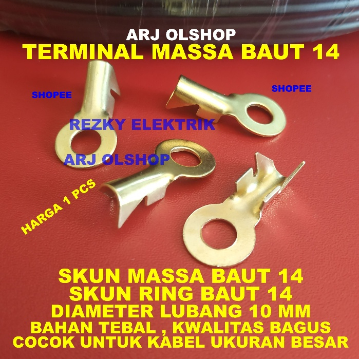 Jual Skun Aki BESAR M10 TEBAL Skun Ring Baut 14mm BESAR Skun Kabel