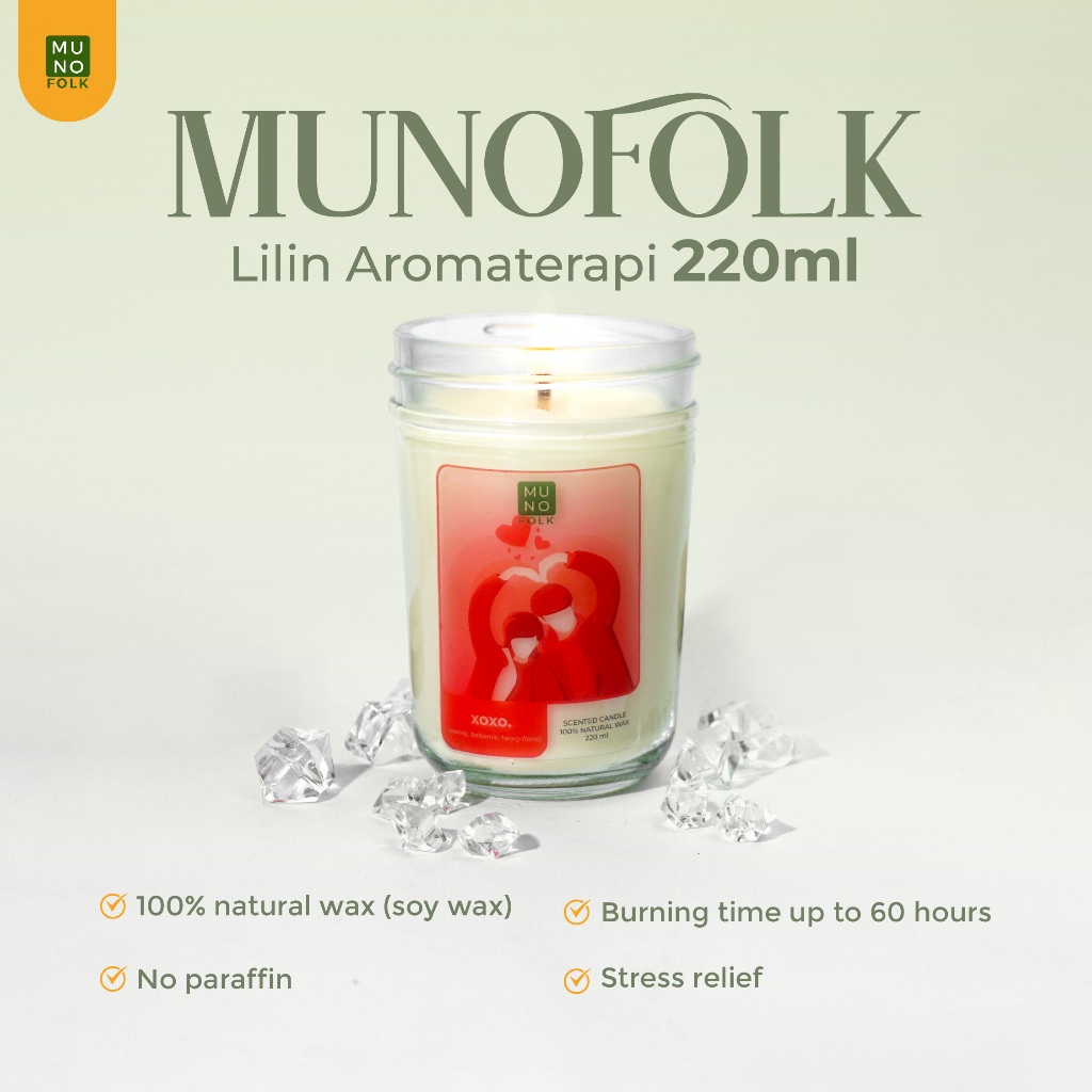 Jual MUNOFOLK Lilin Aromaterapi 220 ML Scented Candle Soy Wax Wangi