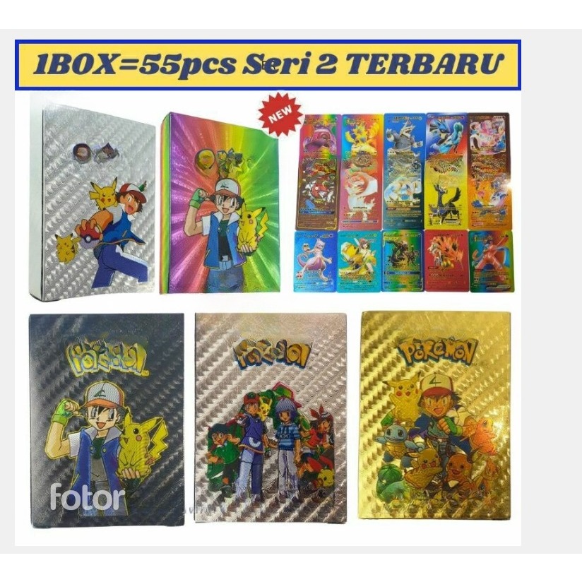 Jual Kartu Pokemon Box Pcs Charizard Pikachu Cards Bahan Metal Emas