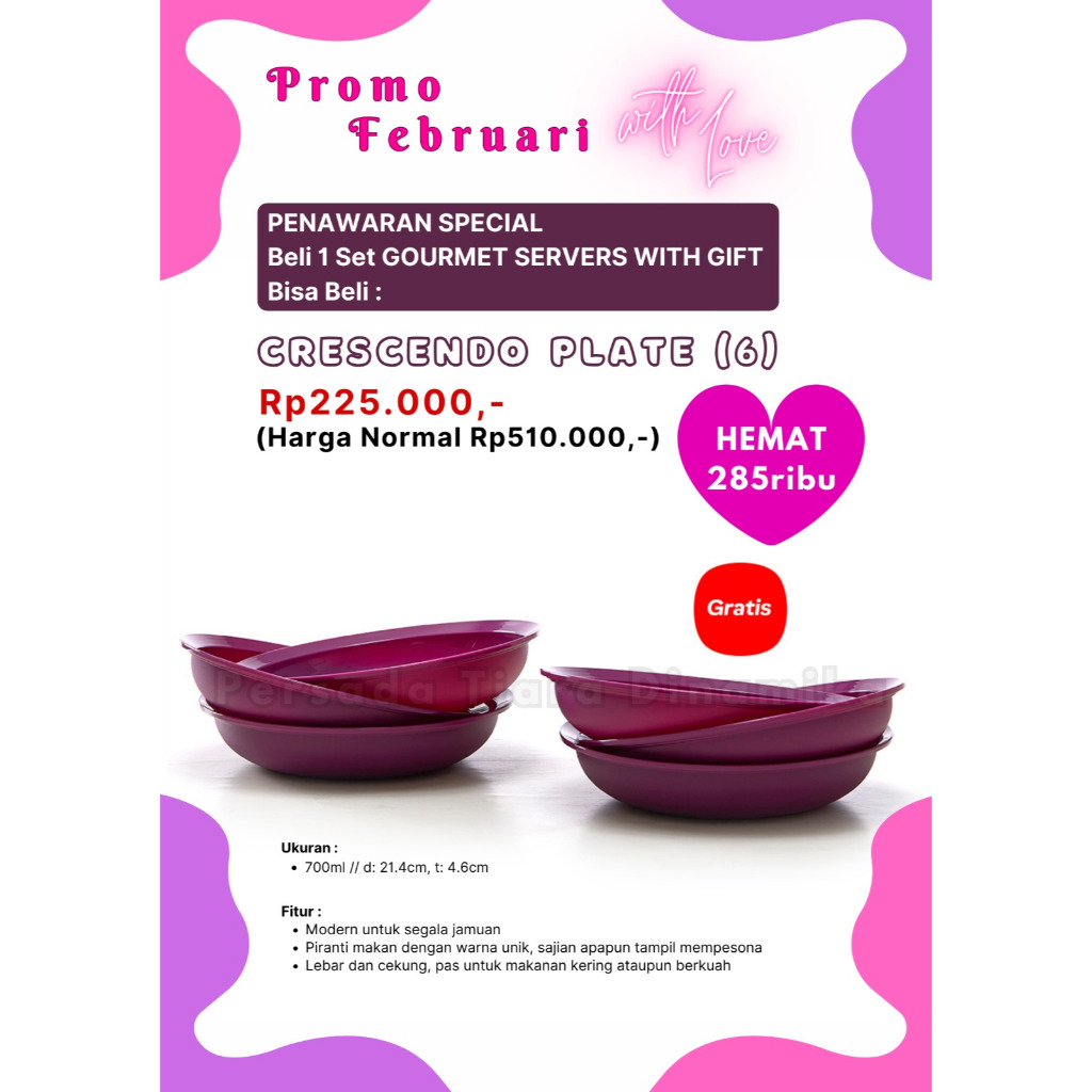 Jual TUPPERWARE CRESENDO PLATE 6 PIRING MAKAN 700ML Shopee Indonesia