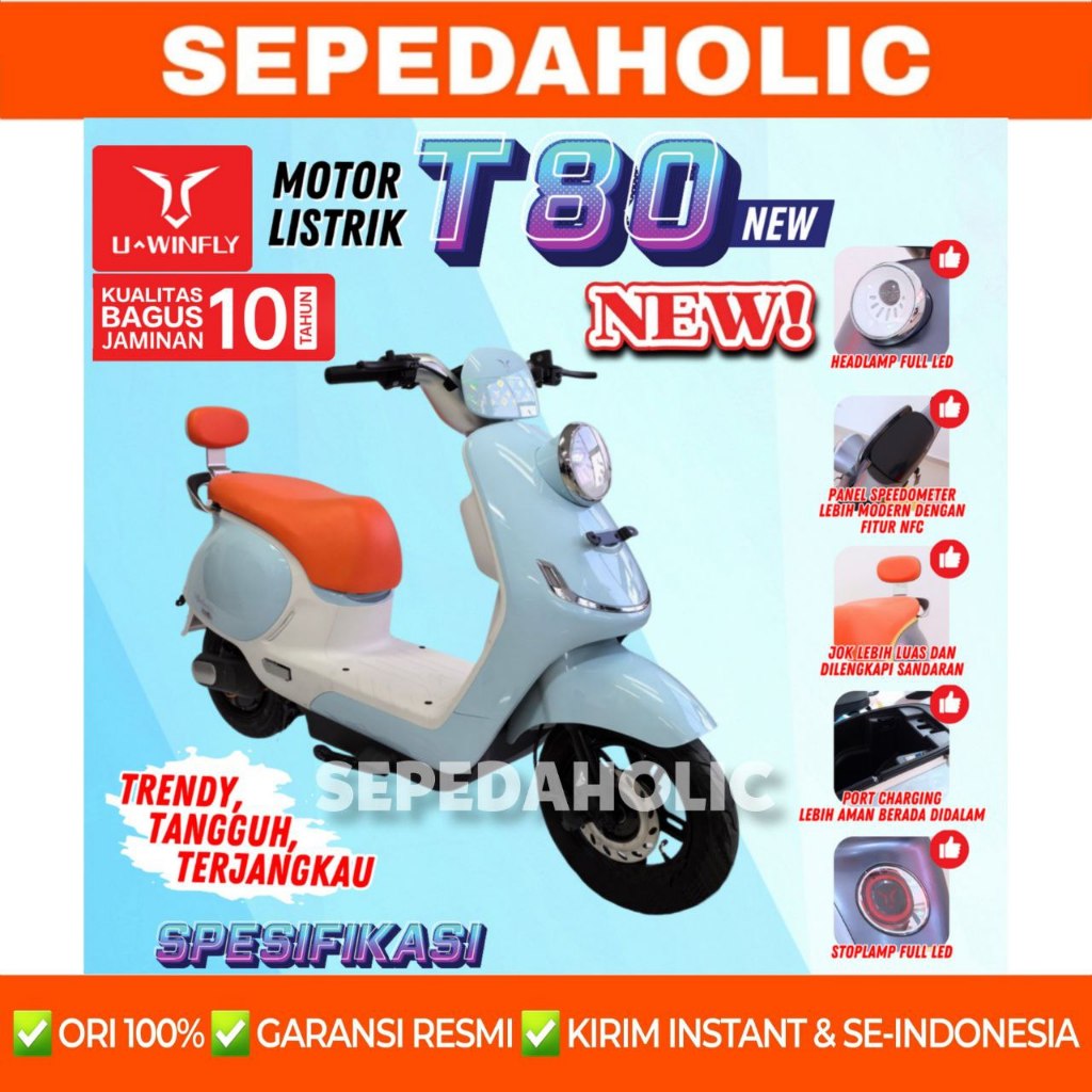 Jual Sepeda Motor Listrik UWINFLY T80 T 80 Electric Bike 1200 Watt